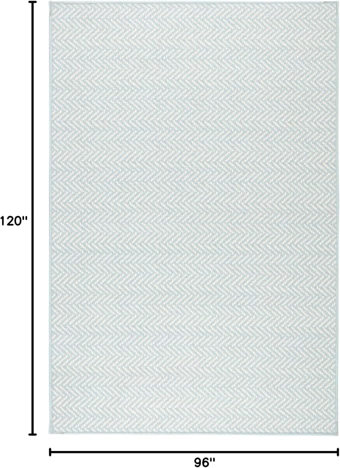 Dash & Albert Herringbone Navy Machine Washable Rug, 7.5 X 9.5 Feet, Blue Geometric Pattern