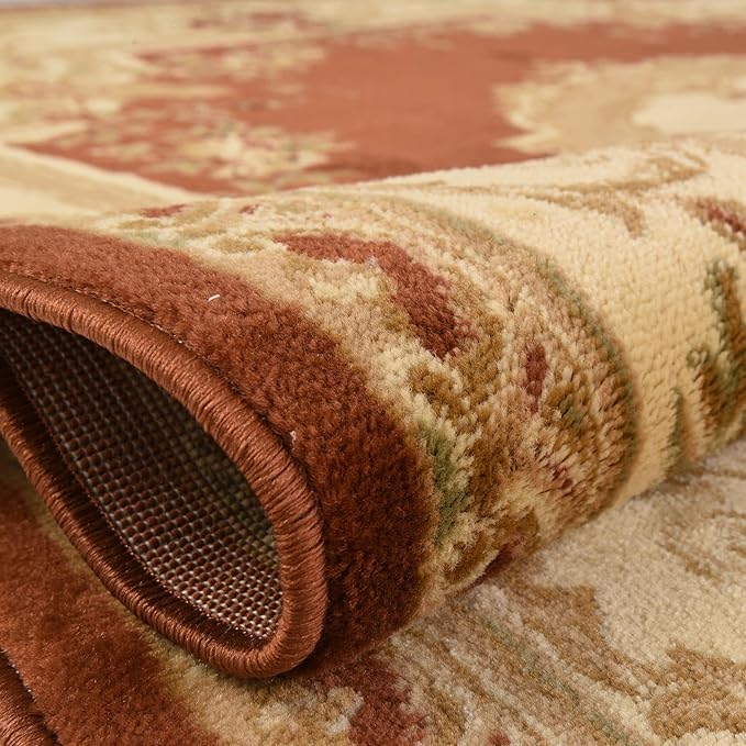 Rugs.com Chateau Collection Rug – 10 Ft Square Brick Red Medium Rug Perfect for Living Rooms, Kitchens, Entryways