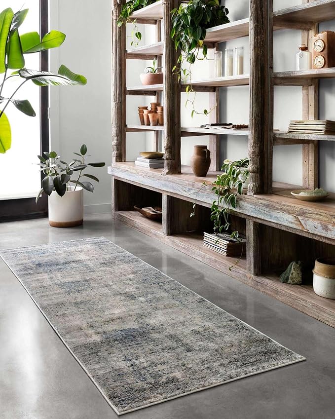 Loloi Teagan Collection TEA-05 Denim/Slate 7'-11" x 10'-6" Area Rug, Large, Soft Neutral Rug, High-Traffic for Living Room, Bedroom, Home Office, Dining Area