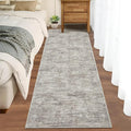 RUGSREAL Modern Runner Rug 2.5x8 Stain Resistant Washable Kitchen Runner Carpet ith Rubber Backing Low Pile Contemporary Solid Color Entryway Mat Ultra Soft Rug for Living Room Bedroom, Taupe