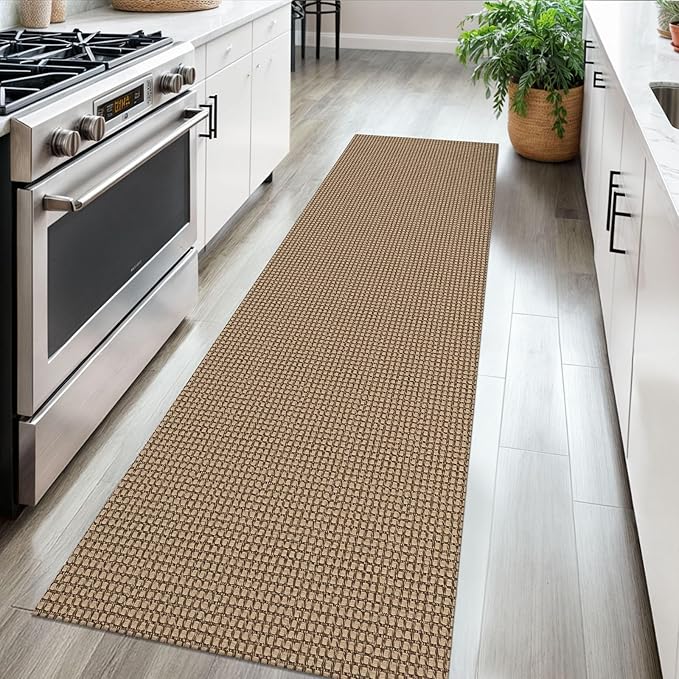 Braided Runner Rug 2x6 Ft Washable Runners for Hallways Non Slip Kitchen Runner Rug Cotton Entryway Runner Indoor, Woven Floor Carpet for Hall Kitchen Bedroom, Orange/Tan/Brown