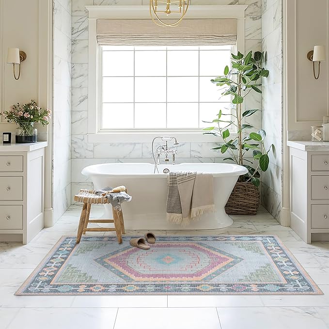 Oushak Rug, Turkish Vintage Floral Pastel Large Oversized Area Rugs for Living Room Dining Bedroom Kitchen Bathroom Nursery Runner Rugs (856GP, 2' x 3')