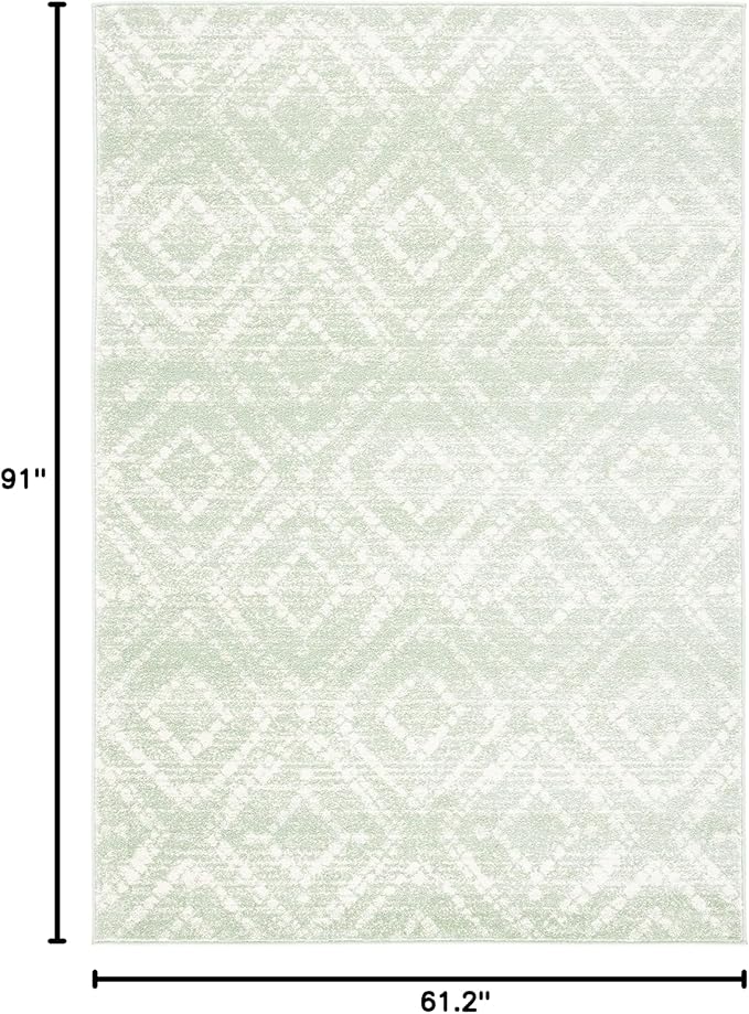 SAFAVIEH Adirondack Collection Area Rug - 5'1" x 7'6", Green & Ivory, Modern Diamond Distressed Design, Non-Shedding & Easy Care, Ideal for High Traffic Areas in Living Room, Bedroom (ADR131Y)