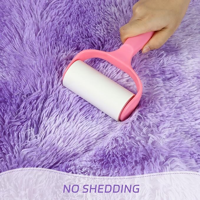 duduta Purple Plush Rugs for Bedroom 3x5 ft, Tie Dye Fluffy Shag Rug for Dorm Nursery Bedside, Machine Washable Non Slip