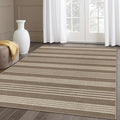 Lahome Striped Non Shed Easy Jute Rug, 5x7 Large Living Dining Room Rug Washable Outdoor Patio Rug, Farmhouse Neutral Non Slip Stain Resistance Indoor Outdoor Carpet for Sunroom Bedroom, Khaki