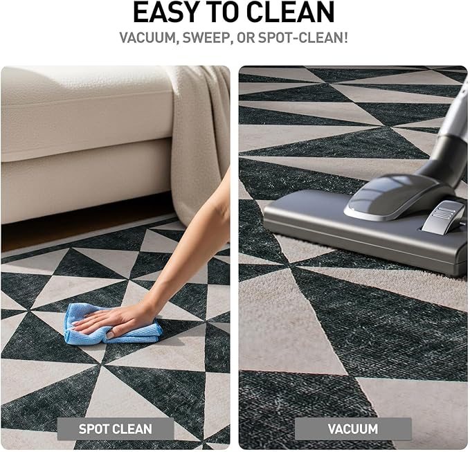 Rugshop Geometric Diamond Washable Non Slip Area Rug 2' x 3' Cream