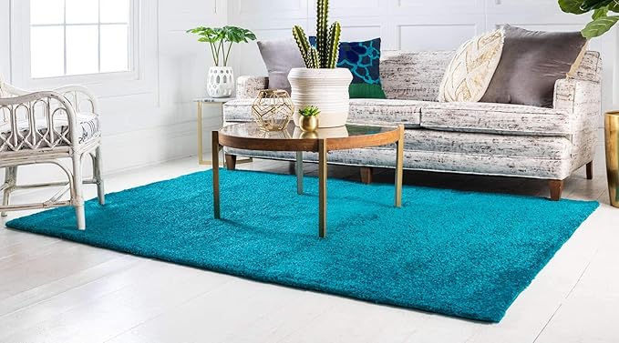 Unique Loom Solo Collection Area Rug - Calabasas (3' 3" x 5' 3" Rectangle, Turquoise)