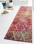 Unique Loom Trellis Frieze Collection Area Rug - Geometric (2' x 10' Runner, Multi/ Ivory)