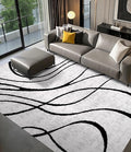 YIHOUSE Modern Rugs 6x9, Washable Black and White Area Rug, Thin Abstract Geometric Minimalist Striped Rug, White Rugs for Living Room,Bedroom,Kitchen,Dining Room,Office