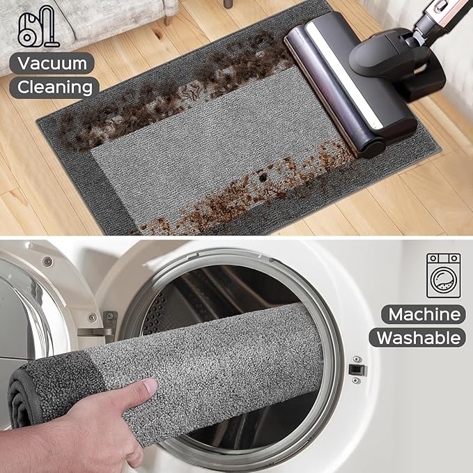 Machine Washable Kitchen Rug 32" x 84", Non Slip Kitchen Mat for Floor, Absorbent Entrance Runner Rug for Bedroom, Hallway, Bathroom, Door (Roll Packing)