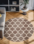 Rugs.com Lattice Collection Rug – 6 Ft Round Brown Medium-Pile Rug Perfect for Kitchens, Dining Rooms