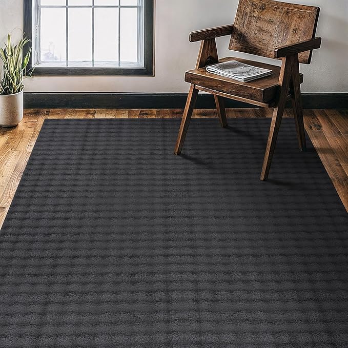 CAMILSON Modern Dark Gray Non Slip Rug 4x6 Ultra Soft High Pile Area Rugs Non Skid Rubber Backing Durable & Easy to Clean Carpet for Living Room Bedroom Kids Room Indoor Use (4 x 6 Dark Gray)