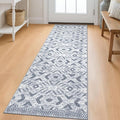 KILOCOCO Boho Kitchen Runner Rug 2x6 Washable Runner Rug, Soft Runners for Hallways Non Slip Printed Low-Pile Distressed Laundry Room Rugs for Entryway/Bedroom/Living Room, Gray/White