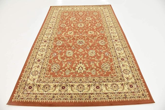 Unique Loom Voyage Collection Traditional Oriental Classic Intricate Design Area Rug (5' 0 x 8' 0 Rectangular, Terracotta/Ivory)