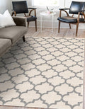Rugs.com Lattice Collection Rug – 9x12 Beige and Gray Medium-Pile Rug Perfect for Living Rooms, Large Dining Rooms, Open Floorplans