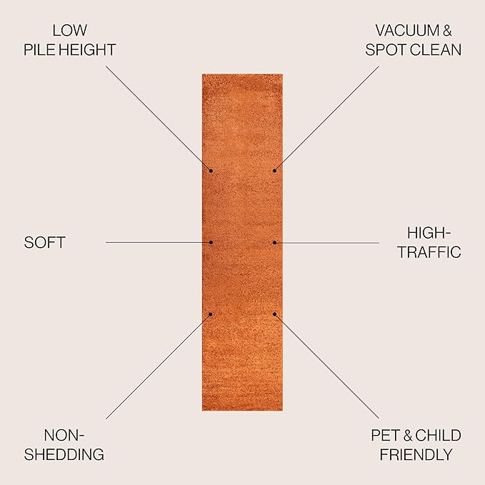 JONATHAN Y Haze Solid Low-Pile Orange Runner Rug 2x16, Coastal,Bohemian,Minimalist,Classic, Easy-Cleaning for Living Room,Bedroom,Kitchen,Pet Friendly,Non-Shedding (SEU100M-216)
