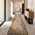 Phantoscope Washable Runner Rug 2'x10' Non-Slip, Vintage Boho Hallway Rugs for Entryway, Stair, Bedroom, Distressed Moroccan Mosaic Diamond Pattern, Low-Pile Foldable Floor Carpet, Terracotta/Rust