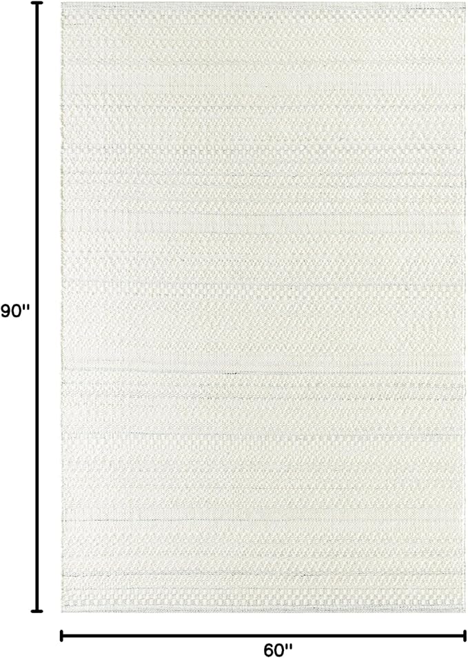 Mark&Day Wool Rugs, 5x8 Precious Solid and Border Cream/Light Slate Area Rug, Cream Grey Carpet for Living Room, Bedroom or Kitchen (5' x 7'6")