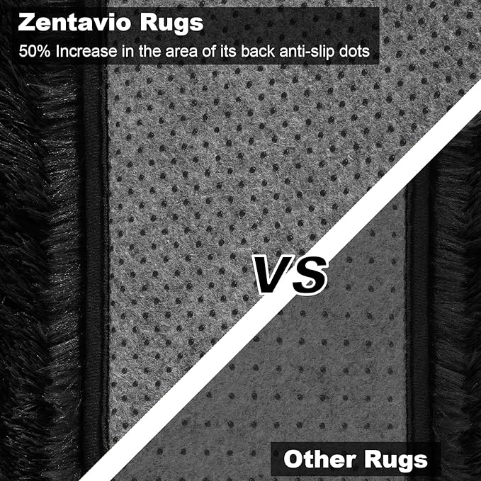 Zentavio Black Area Rugs for Living Room Bedroom 4x6 Men Room Carpet Fluffy Furry Shag Aesthetic Plush High Pile Floor Rug for Nursery Kids Room Dorm Home Decor