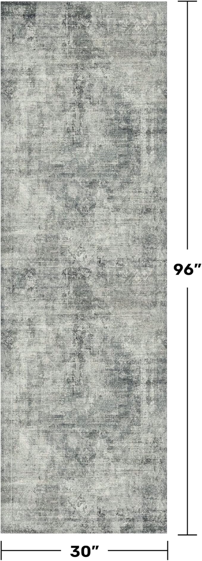 2'6"x8' Hallway Runner Rugs Non Slip, Modern 8ft Long Rug for Kitchen Floor, Entrance, Farmhouse Medallion Abstract Indoor Décor, Low Pile Stain Resistant (Slate Blue)