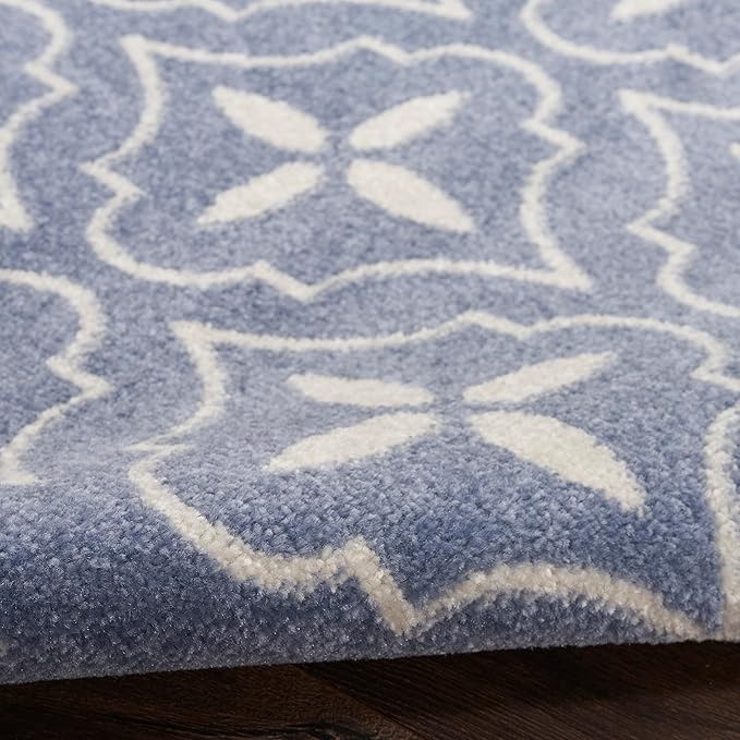 Nourison Home Nourison Essentials Blue Ivory 4' x 6' Area Rug - Easy Clean, Non Shedding, Bed Room, Living Room, Dining Room, Kitchen (4' x 6')