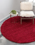 Unique Loom Solid Shag Collection Area Rug (4' 1" Round, Cherry Red)