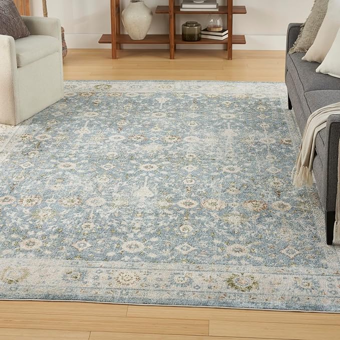 Nourison Home Astra Machine Washable 8' x 10' Teal Beige Area Rug