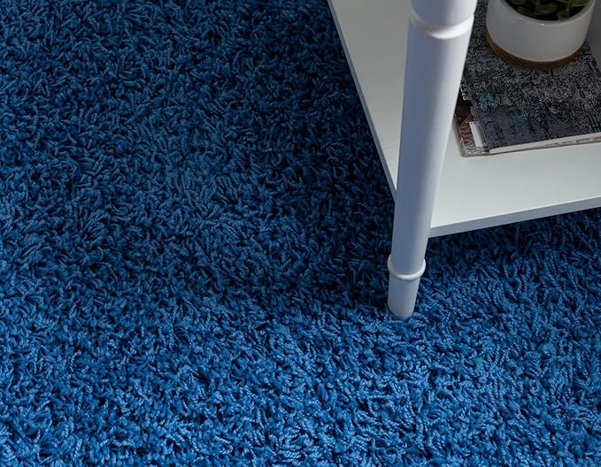 Unique Loom Solid Shag Collection Area Rug (3' 3" x 5' 3" Oval, Periwinkle Blue)