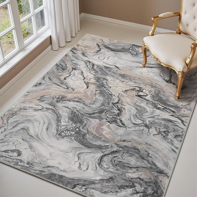 3x5 Washable Area Rugs for Living Room, Modern Abstract Rug Entryway Kitchen Non Slip Throw Rug, Stain Resistant Carpet for Dining Room Playroom Bedroom, Pet & Kids Friendly