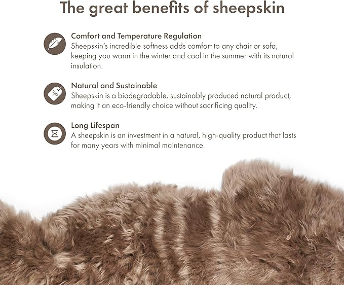 Sheepskin Long Hair 2x3 ft | Bedside Rugs for bedrooms, Sofa, Chair or The Dining Table | Each Sheepskin Rug is Unique and Created by Nature | Small Fluffy Rug in Color Light Brown