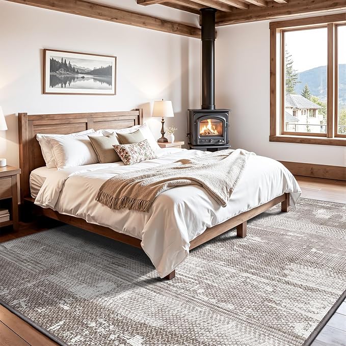 LUMI Washable Area Rug 8x10 for Living Room, Ultra Soft Stain Resistant Carpet with Non Slip Rubber Backing, Non-Shedding Low Pile Rugs for Bedroom, Dining Room, Indoor, Office
