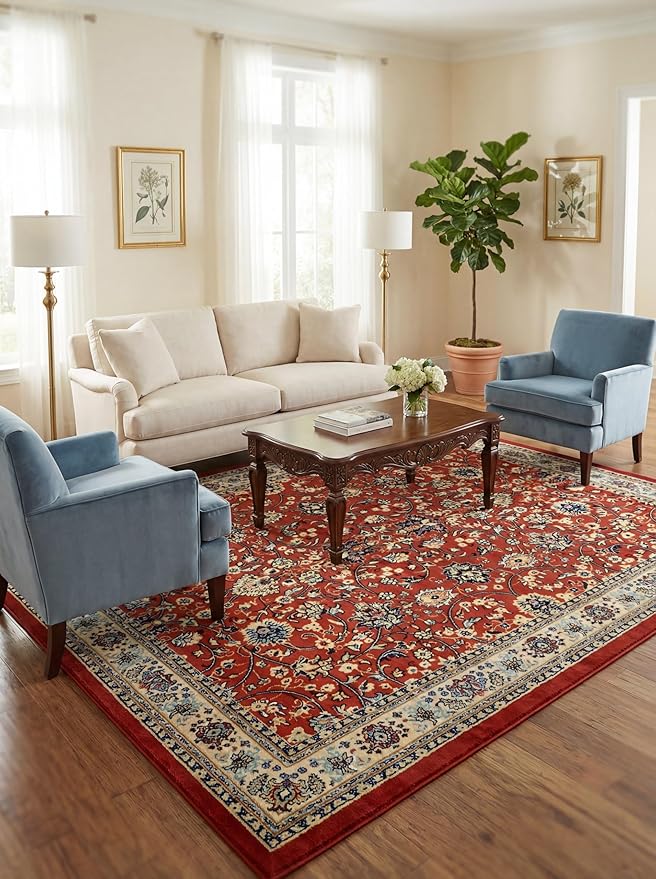 Rugs.com Yasmin Collection Rug – 9' x 12' Terracotta Medium Rug Perfect for Living Rooms, Large Dining Rooms, Open Floorplans