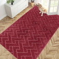 PURRUGS Easy Care Area Rug 4.5ft x 7ft, Non-Slip Machine Washable Entry Rug, Dog Door Mat, Stain Resistant Accent Rug for Hallway, Bedroom, Living Room and Mudroom, Cherry Red
