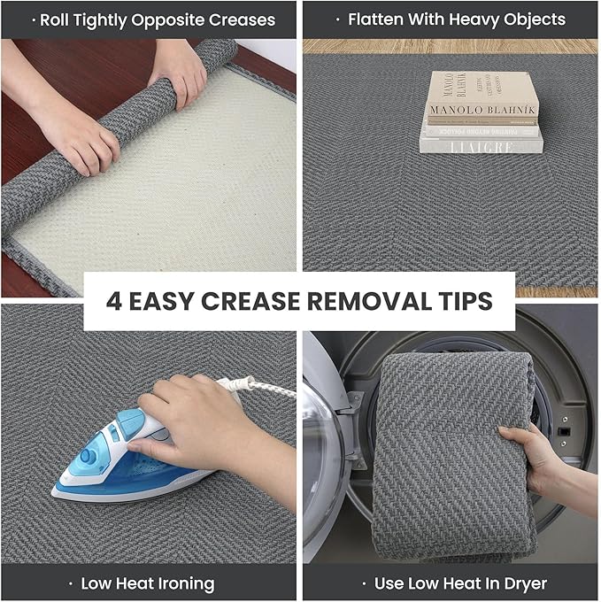 IOHOUZE Small Area Rug 2x3 Washable Woven Rugs for Entryway Non Slip Rubber Backed Front Door Rugs Indoor Doormat Throw Rug Floor Carpet for Entrance Kitchen, Charcoal/Dark Grey