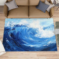 Japanese Ocean Rugs for Bedroom - 3x5 Area Rug - Ukiyo-E Ocean Waves Rugs for Living Room, Abstract Oil Painting Ocean Rug, Washable Home Decor Carpet