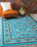 Unique Loom Sialk Hill Collection Area Rug - Washington (5' 3" x 8' Rectangle Turquoise/Black)