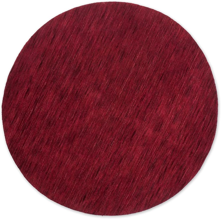 Hand Knotted Loom Wool ECO-Friendly Area Rugs - 8'x8', Round, Dark Red Color, Solid Plain Design, High Pile Thick Handmade Anti Skid Area Rugs for Living Room, Bed Room (L00111)