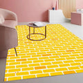 Rustic Brick Texture Area Rug 3x5 Yellow Farmhouse Washable Non Slip Living Room Rugs Retro Large Carpet for Dining Room Bedroom Playroom Home Office Stain Resistant Durable Indoor Mat