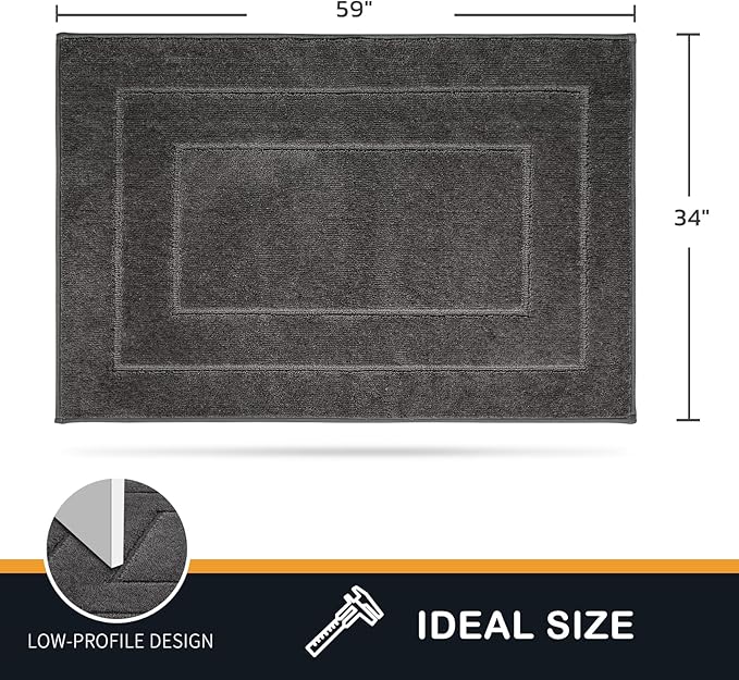 PURRUGS Dirt Trapping Door Mat 34" x 59", Non-Slip/Skid Machine Washable Entryway Area Rug, Dog Doormat, Super Absorbent Welcome Mat for Muddy Wet Shoes and Paws, Grey