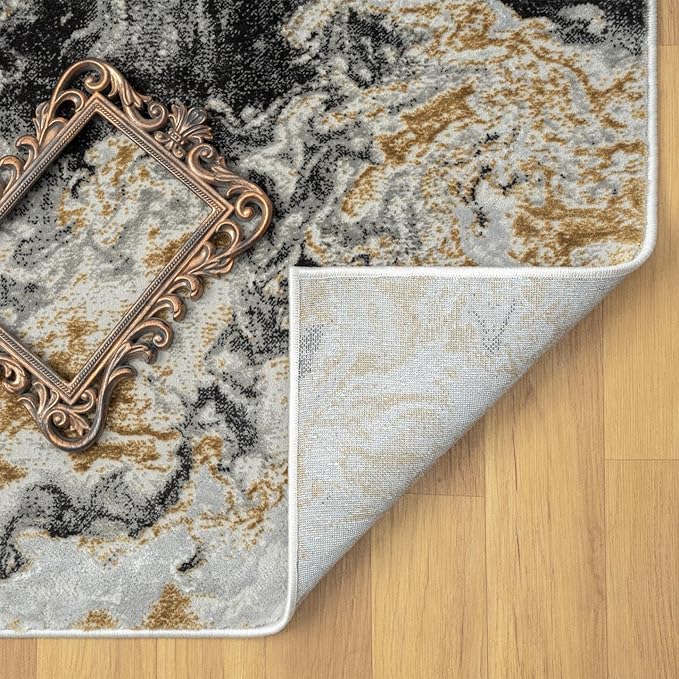 LUXE WEAVERS Marble Swirl Abstract Area Rug, Smoke 2x3