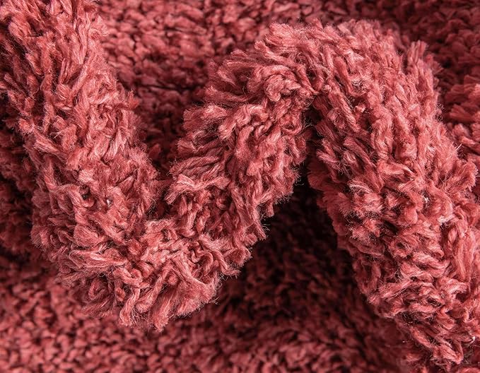 Unique Loom Davos Shag Collection Area Rug - Solid (9' 10" x 13' Rectangle, Poppy)