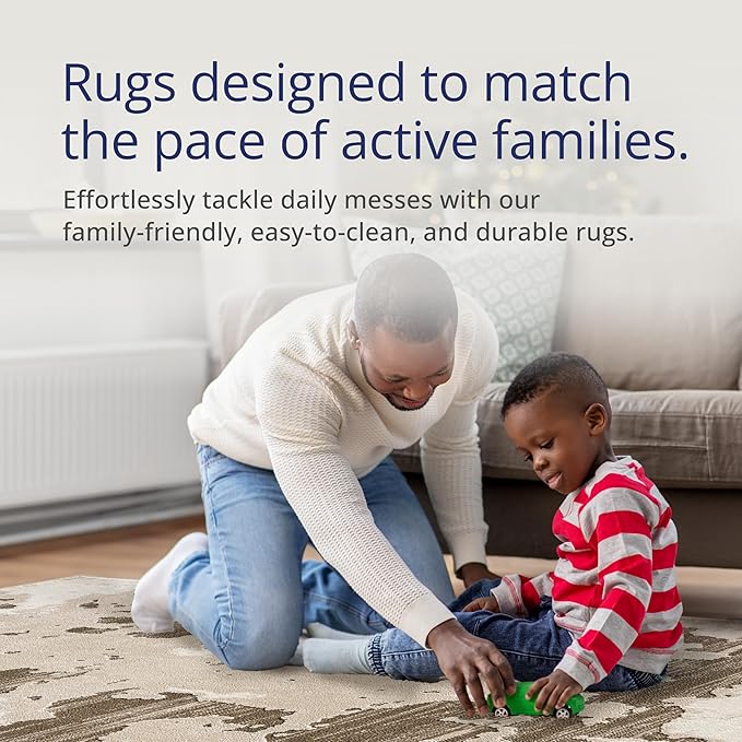 Abani Terra Area Rug for Living Room, Bedroom - Abstract Pattern - Brown Cream - 9' x 12' - Durable & Easy to Clean