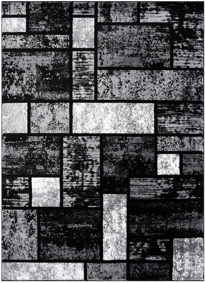 LUXE WEAVERS Modern Geometric Squares 10007 Gray 5x7 Area Rug