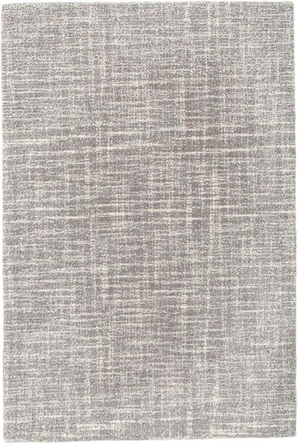 Dash & Albert Crosshatch Dove Grey Hand Micro Hooked Wool Rug, 9.5 X 13.5 Feet, Grey Solid Pattern