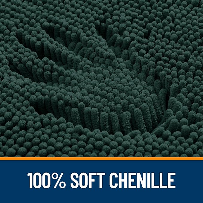 OLANLY Bathroom Rugs 40x32, Extra Soft Absorbent Chenille Bath Rugs, Rubber Backing Quick Dry, Machine Washable Bath Mats for Bathroom Floor, Tub and Shower, Home Decor Accessories, Blackish Green