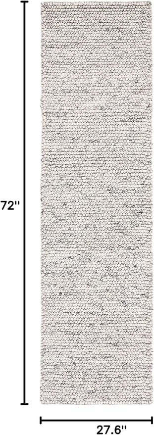 SAFAVIEH Natura Collection Runner Rug - 2'3" x 6', Light Grey & Ivory, Handmade Wool Blend, Textured Design, Ideal for Hallway, Bedroom, Foyer (NAT620G)