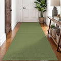 Braided Runner Rug 3x8 Ft Washable Runners for Hallways Non Slip Rubber Backed Kitchen Runners Cotton Entryway Runner Indoor, Woven Floor Carpet for Hall Kitchen Bedroom, Green