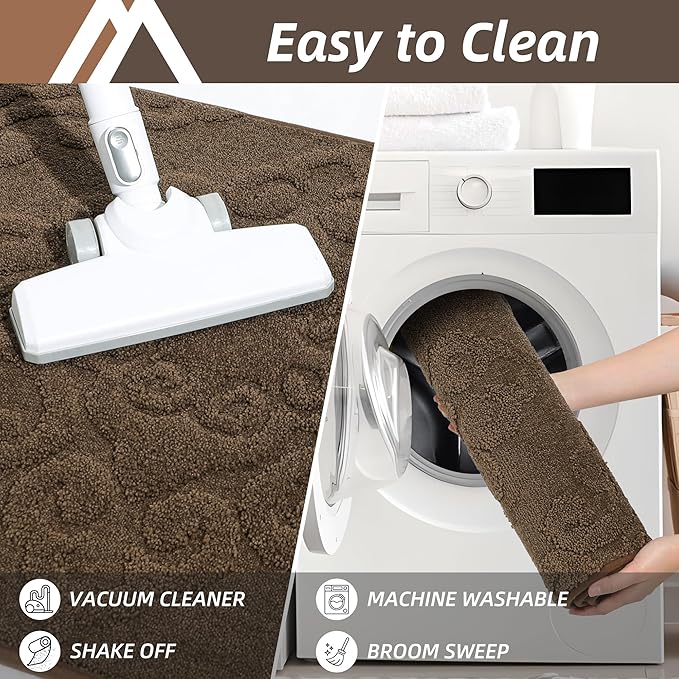 COSY HOMEER Door Mat 32”x48”,Absorbent Dirt Trapper Entryway Rugs,Non-Slip Welcome Mat,Washable Entry Rugs,Low Pile Doormat for Front Back Door,Wet Shoes & Paws,Brown