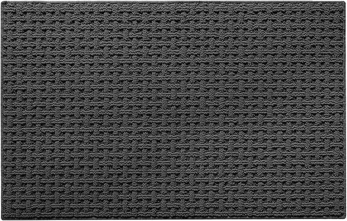 LUMI Washable Door Mat Indoor Entrance 32x48, Dirt Trapper Front Door Mats with Absorbent Interior and Non-Slip Rubber Backing, Entryway Doormat, Grey