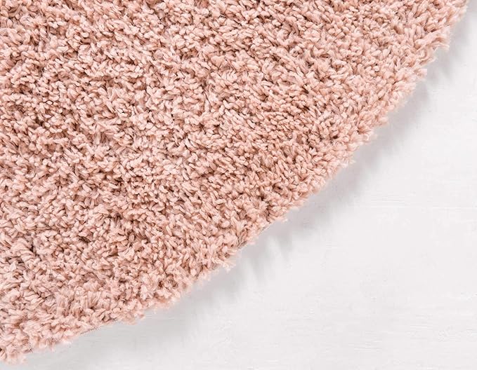 Unique Loom Davos Shag Collection Area Rug - Solid (4' 1" Round, Dusty Rose)
